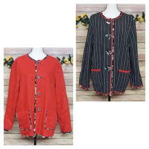 Vintage LINEN Blend Jacket KOOS OF COURSE Reversible L Button Front Long Sleeve